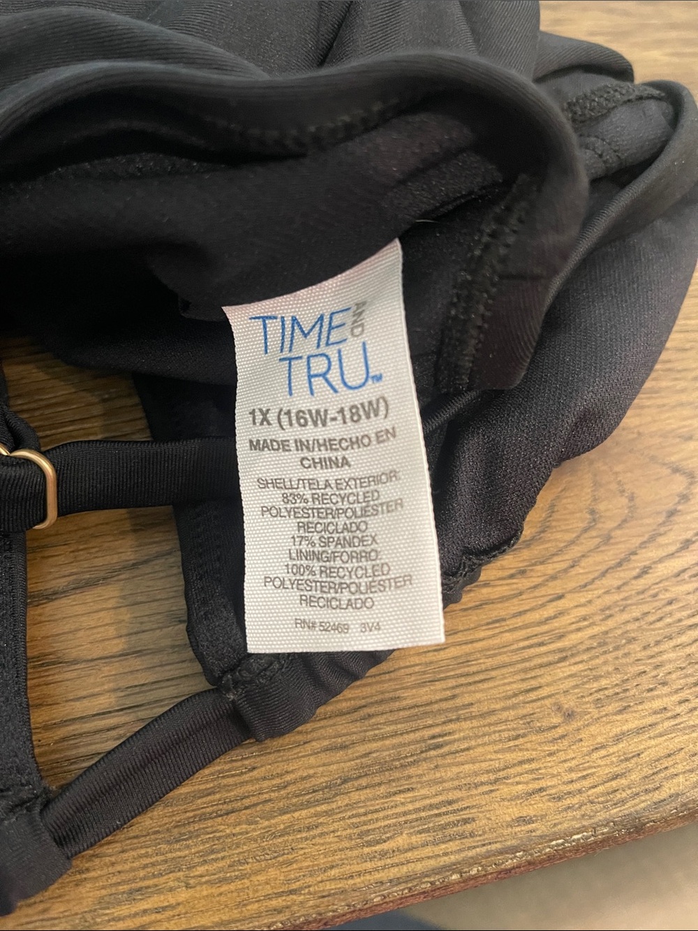 Time and Tru Black Women’s Swim Romper NWOT 1X - Picture 2 of 12